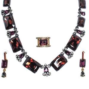 مملوكة مسبقًا طقم قلادة و أقراط أوسكار دي لا رنتا مرصع بالكريستا