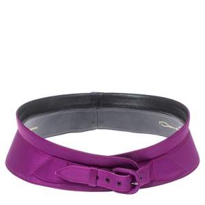 Pre Owned Oscar de la Renta Purple Satin Waist Belt Large