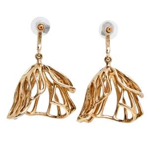 مملوكة مسبقًا Oscar de la Renta Gold Tone Impatiens Drop Earrings