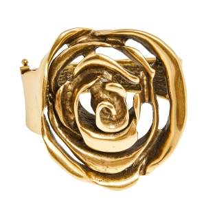 Oscar de la Renta Floral Motif Wide Cuff Bracelet 