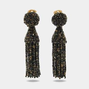 Oscar de la Renta  Beads Gold Tone Drop Earrings