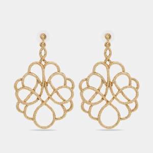 Oscar de la Renta Gold Tone Entangled Dangle Earrings