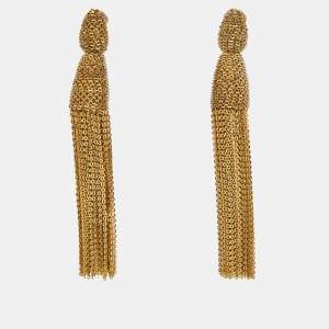 Oscar de la Renta  Gold Tone Tassel Earrings