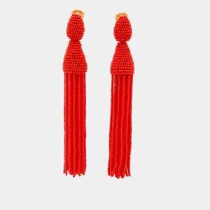 Oscar de la Renta Beads Gold Tone Earrings