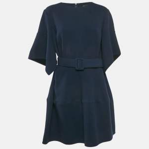 Oscar de la Renta Blue Wool Short Dress XL