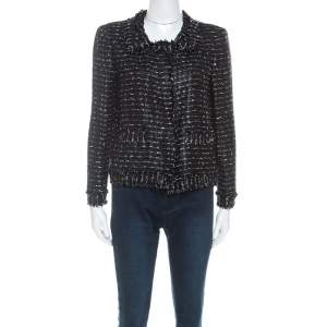 Pre Owned Oscar de la Renta Black Tweed Blazer M
