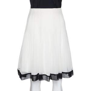 Oscar de la Renta Bicolor Chiffon Pleated A Line Skirt M