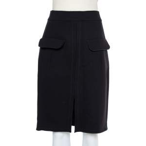 Oscar de la Renta Black Wool Paneled Short Skirt M