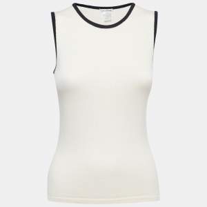 Pre Owned Oscar de la Renta Cream Cashmere & Silk Sleeveless Knit Top S