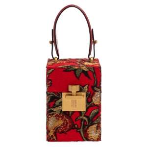 Pre Owned Oscar de la Renta Multicolor  Floral Print Fabric and Leather Alibi Box Bag