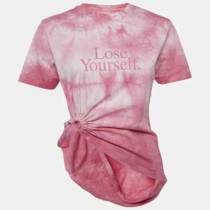 Pre Owned Paco Rabanne Pink Tie-Dye Cotton Asymmetric T-Shirt S