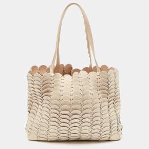 Paco Rabanne Cream Leather Pacoio Tote