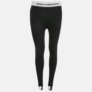Paco Rabanne Black Logo Print Band Stir-Up Leggings S