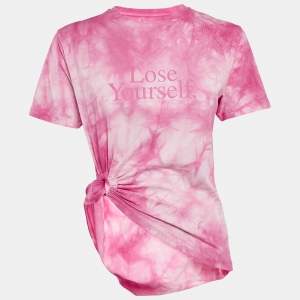 Paco Rabanne Pink Tie-Dye Cotton Asymmetric T-Shirt S