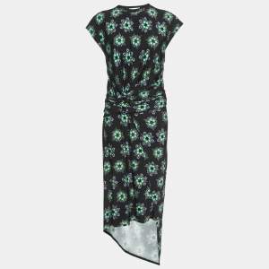 Paco Rabanne Black Floral Print Jersey Skirt and Top Set M