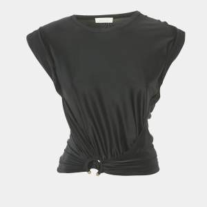 Paco Rabanne Black Jersey Drape Top S