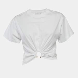 Paco Rabanne White Cotton Knit Ring Detail Top XS
