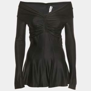 Pre Owned Paco Rabanne Black Jersey Ruched Top 