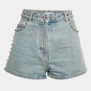Pre Owned Paco Rabanne Blue Studded Denim Shorts M Waist 28"
