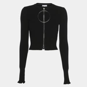 Pre Owned Paco Rabanne Black Knit Zip Full Sleeve Cardigan