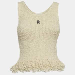 Pre Owned توب باكو ربان كريمي بشعار معدني وشرابات مقاس صغير جدًا - إكس صغير