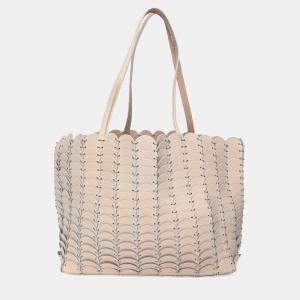 Pre Owned Paco Rabbane Nude Leather Disc Tote Bag