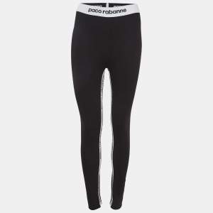 مملوكة مسبقًا Paco Rabbane Black Jersey Logo Tape Detail Leggings L