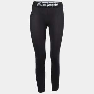 Palm Angels Black Classic Logo Printed Knit Leggings XS