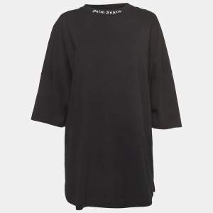 Palm Angels Black Logo Print Cotton Oversized T-Shirt L