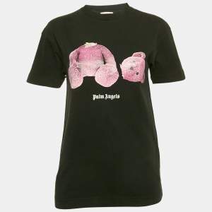 Palm Angels Black Teddy Print Jersey  T-Shirt XXS