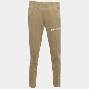 Pre Owned Palm Angels Beige Logo Print Jersey Track Pants S