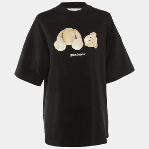 Pre Owned Palm Angels Black Bear Print Cotton Oversized T-Shirt M