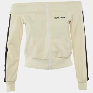 Pre Owned Palm Angels Cream Jersey Off-The-Shoulder Track Jacket S