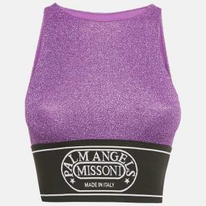 Pre Owned بالم أنجلز إكس ميسوني توب قصير محاك بلوركس بشعار وشريط باللون الأرجواني مقاس صغير