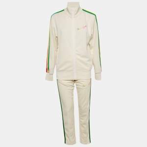 Pre Owned Palm Angels Cream Side Tape Jersey Track Suit M