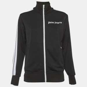 Pre Owned Palm Angels Black Logo Print Jersey Track  Jacket S