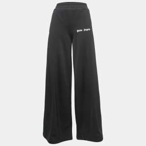 Palm Angels Black Synthetic Side Stripe Detail Wide-Leg Track Pants M