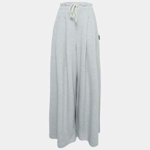 Palm Angels Grey Cotton Wide Leg Drawstring Pants L
