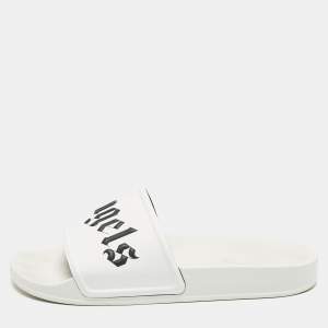 Palm Angels White Leather Slide Sandals Size 41
