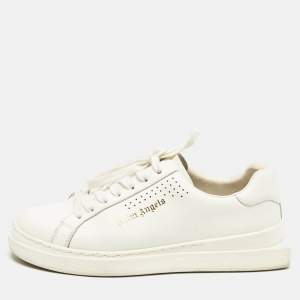 Palm Angels White Leather Two Low Top Sneakers Size 39