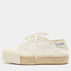 Pre Owned Palm Angels Off White Canvas Espadrille Sneakers Size 38