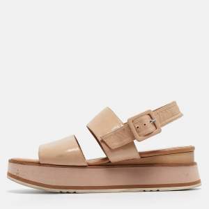Paloma Barceló Beige Leather Platform Sandals Size 41