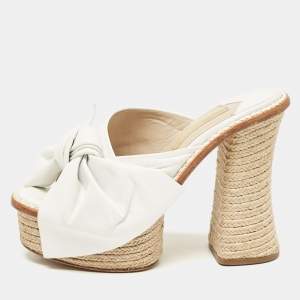 Paloma Barceló White Leather Slide Espadrille Sandals Size 38