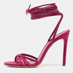 Paris Texas Pink Suede Crystal Embellished Holy Nicole Sandals Size 37