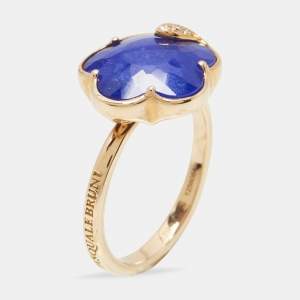 مملوكة مسبقًا Pasquale Bruni Petit Joli Rock Crystal Lapis Lazuli Double 18k Rose Gold Ring Size 53