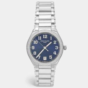Patek Philippe Blue Stainless Steel Diamond Twenty-4 7300/1200A-001 Women's Wristwatch 36 mm