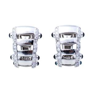 Patek Philippe Twenty-4 Diamond Sapphire 18K White Gold Half Hoop Earrings