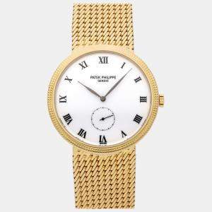 Patek Philippe White 18k Yellow Gold Calatrava Manual Winding Women's Wristwatch 33 mm