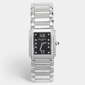 Patek Philippe Black Stainless Steel Diamond Twenty-4 4910/10A-001 Women's Wristwatch 25 mm