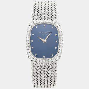 Patek Philippe Blue 18k White Gold Ellipse 3617/1 Manual Winding Women's Wristwatch 28 mm